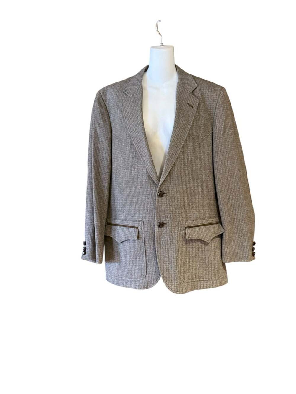 Vintage Kenny Rogers by Circle S Western Style Blazer Taupe Wool Blend Mens 42L